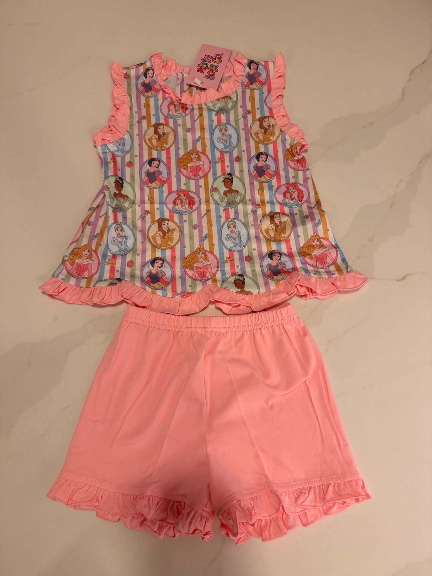 Striped Frame Girls Short Set