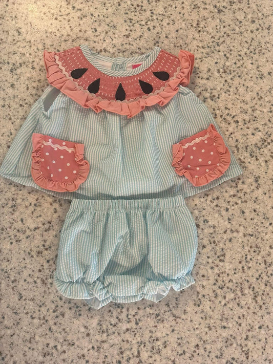 Watermelon Seersucker Set