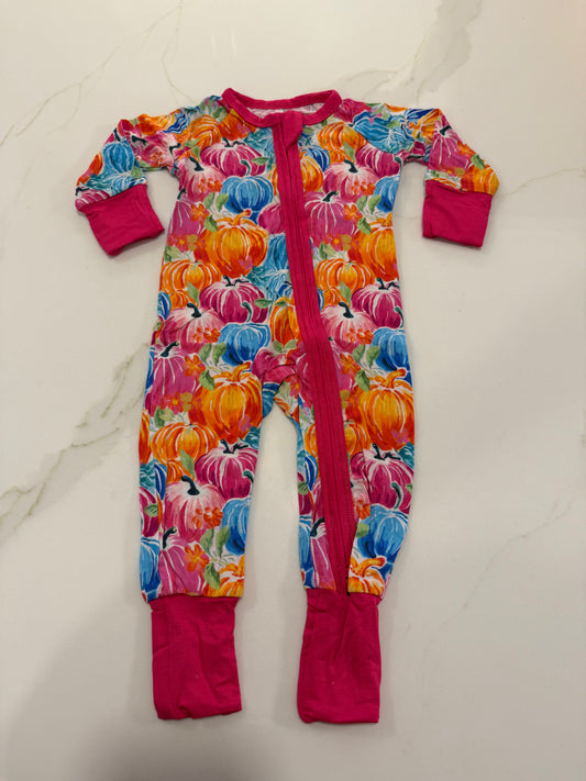 Watercolor Pumpkin Girls Bamboo Zippy