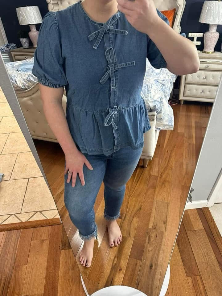 Denim Bow Top