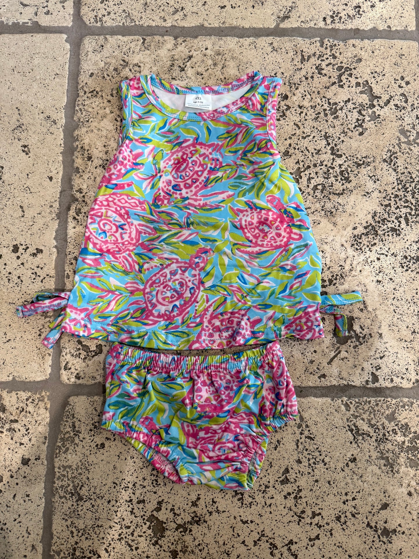 Blue Sea Turtle Girls Bloomer Set