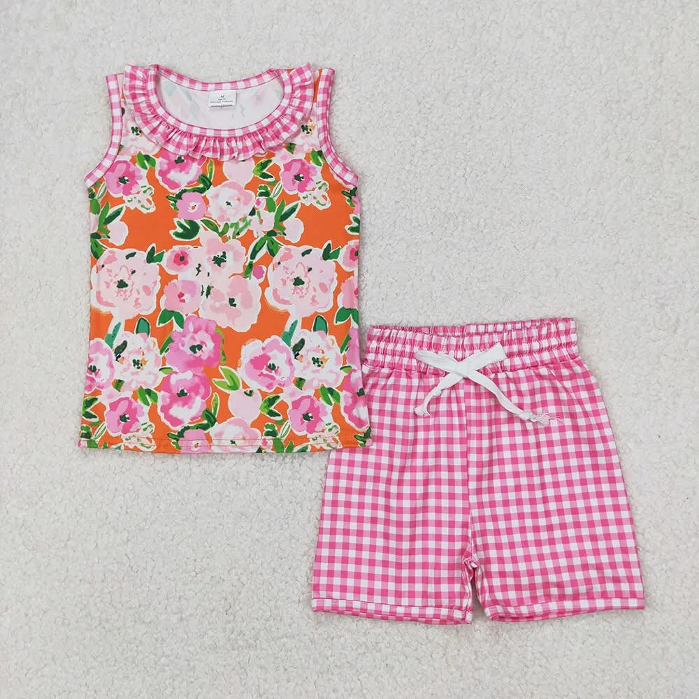 Floral Pink Check Short Set