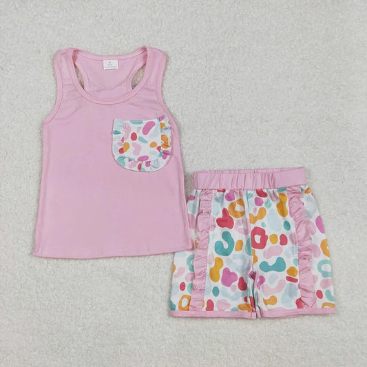 Multi Color Cheetah Print Short Set