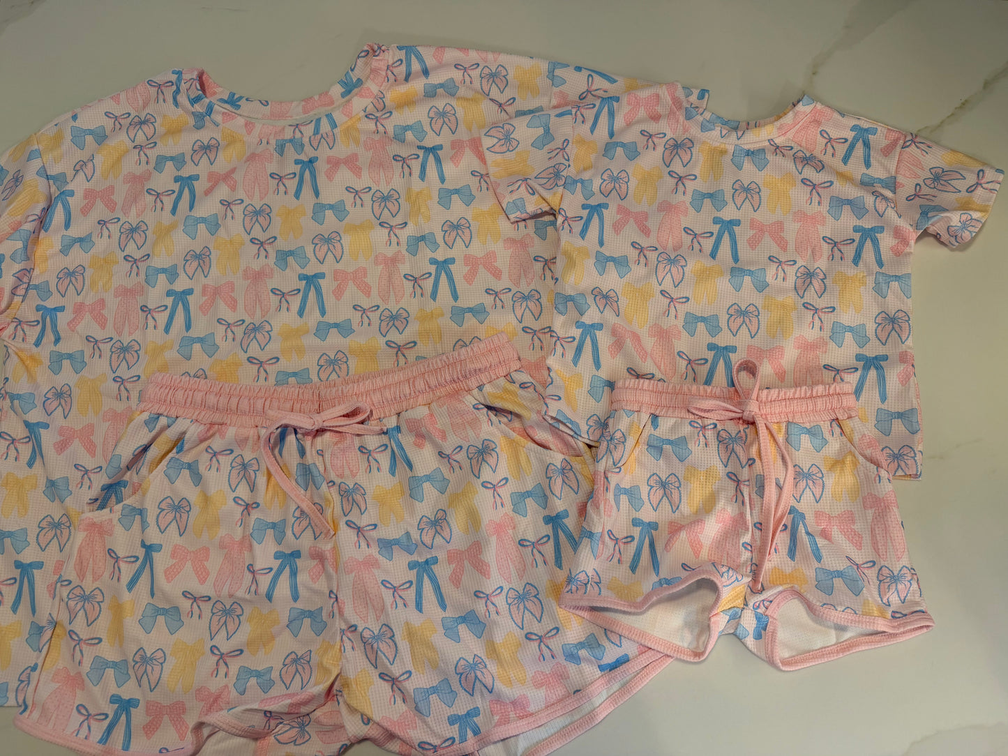 Bows Waffle Knit Girls Set