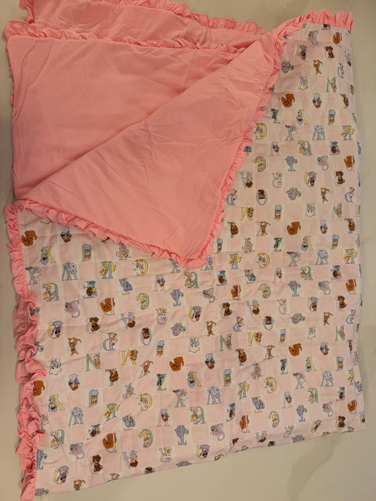 Precious Alphabet Quilted/Knit Blanket