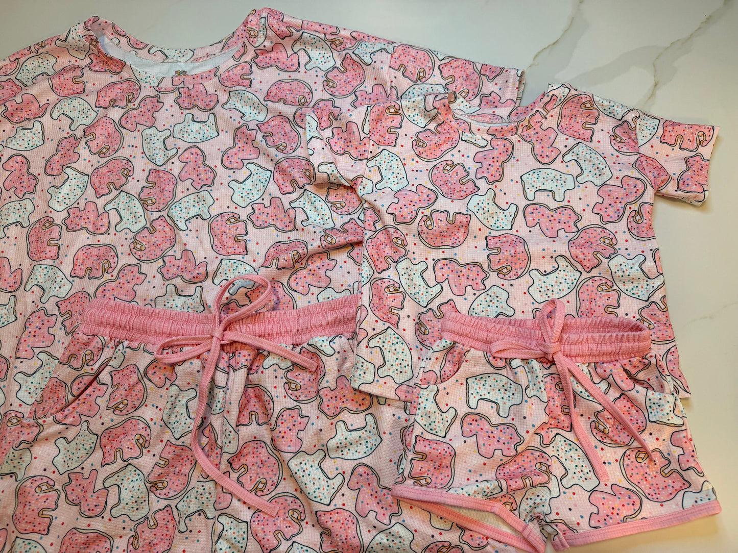 Pink Cookies Waffle Knit Girls/Momma Set