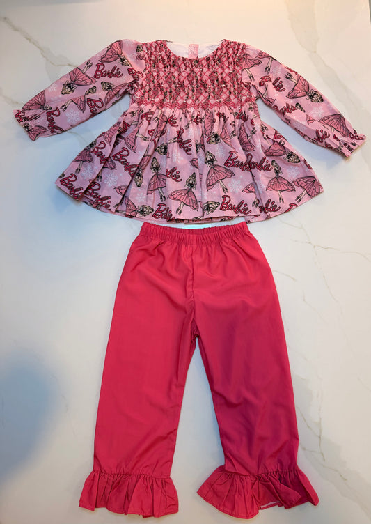 Very Pink Christmas Girls Pant Set