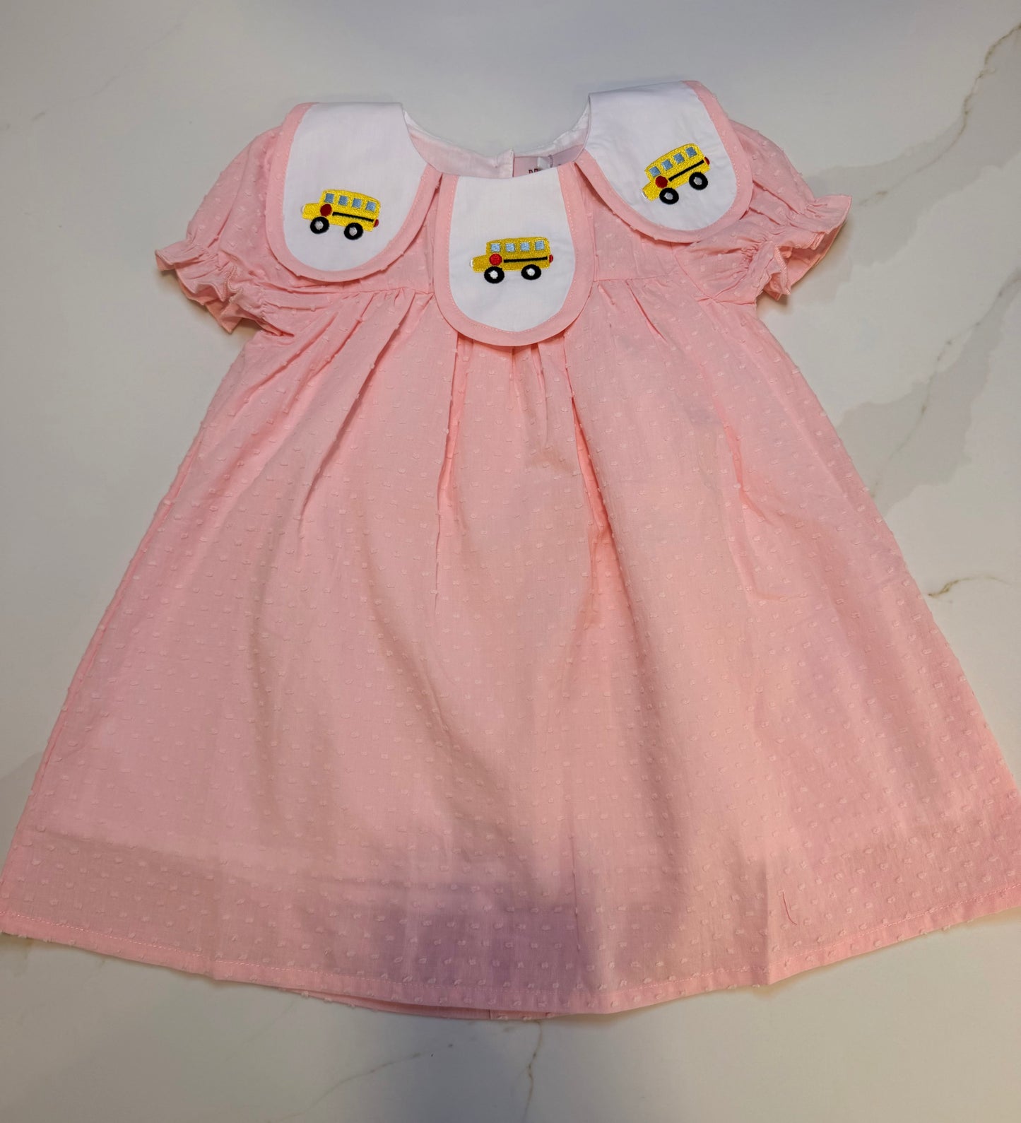 School Bus Swiss Dot Girls Dress