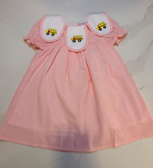 School Bus Swiss Dot Girls Dress