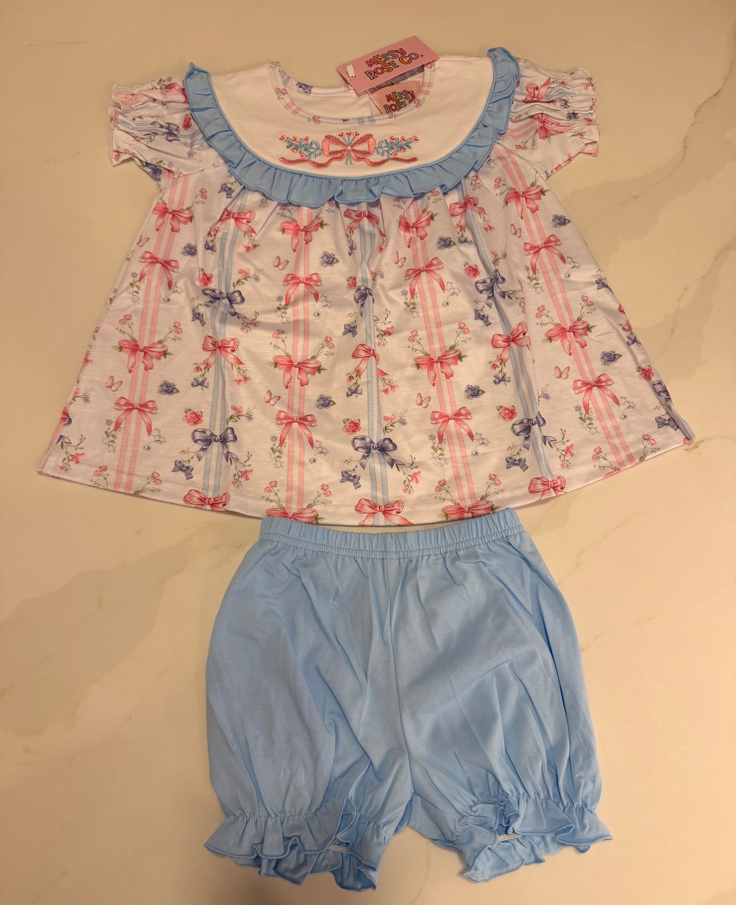 Grand Flower Bow Girls Britches Set