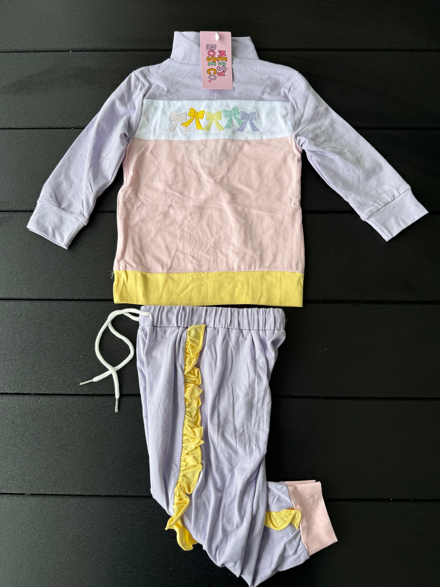 Pastel Bows Girls Jogger Set