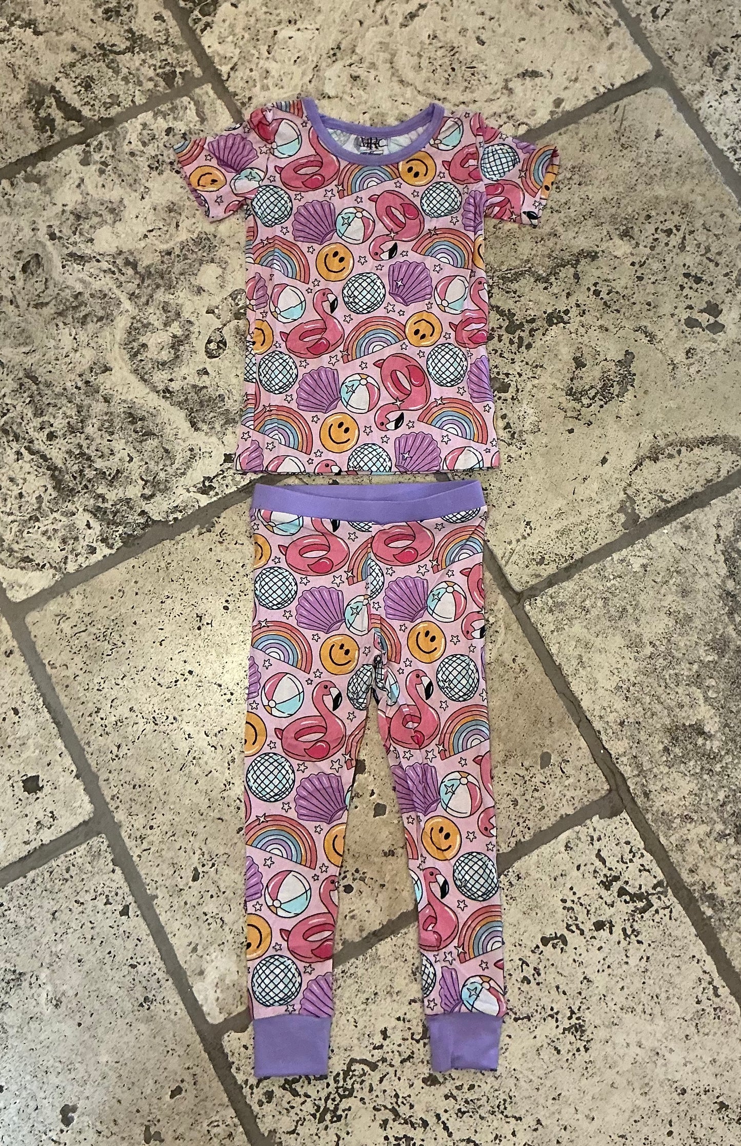 Pool Floats Girl Bamboo Short Sleeve/Jogger Set