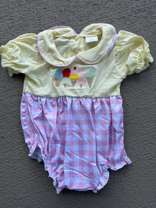 Ice Cream Embroidered Girls Bubble