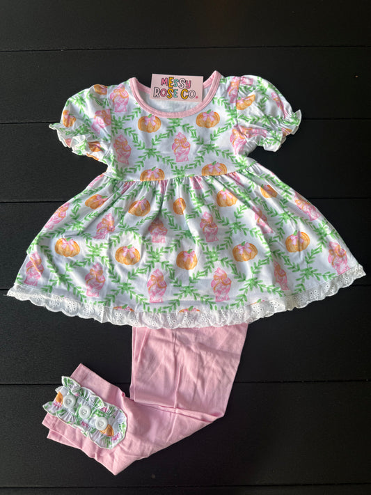 Chinoiserie Pink Pumpkin Girls Legging Set