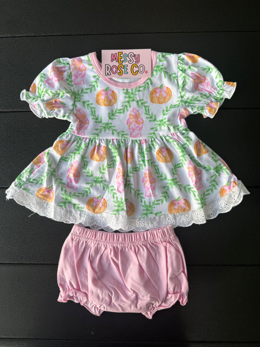 Chinoiserie Pink Pumpkin Girls Bloomer Set